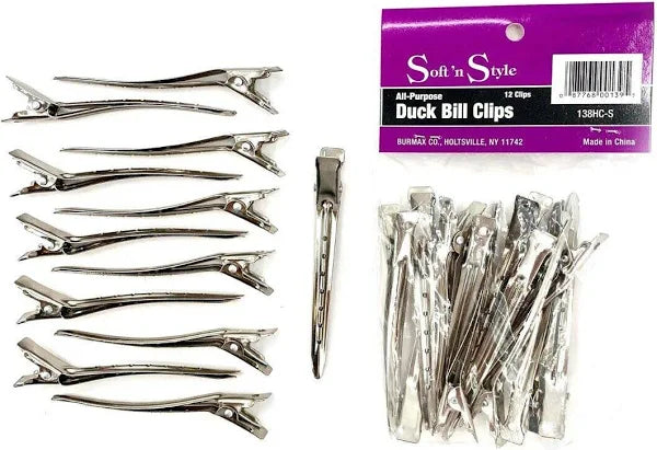 Soft N Style All Purpose Duck Bill Clips Steel (12pc)
