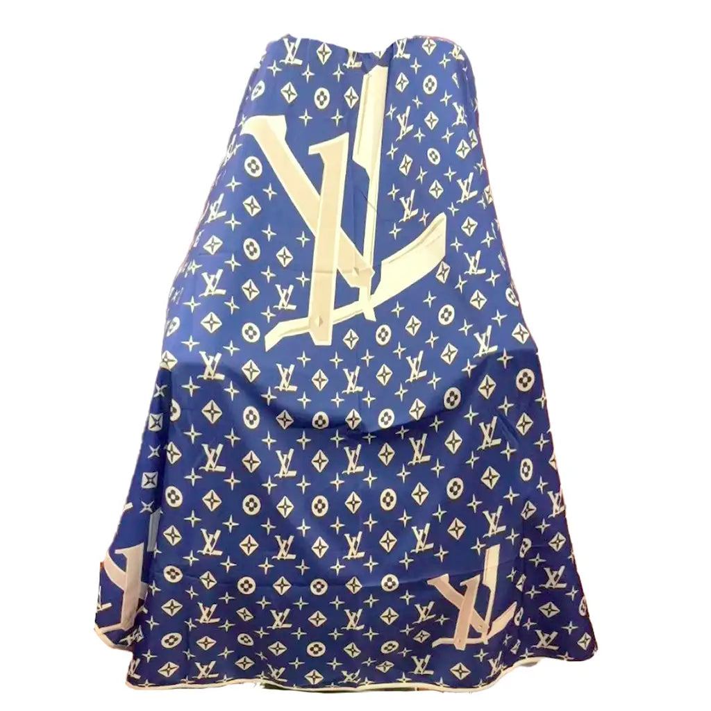 Blue LV Designer Barber Cape