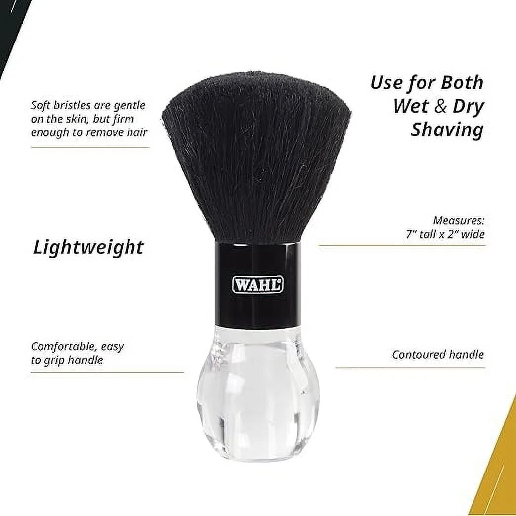 Wahl shaving brush with black bristles on a white background