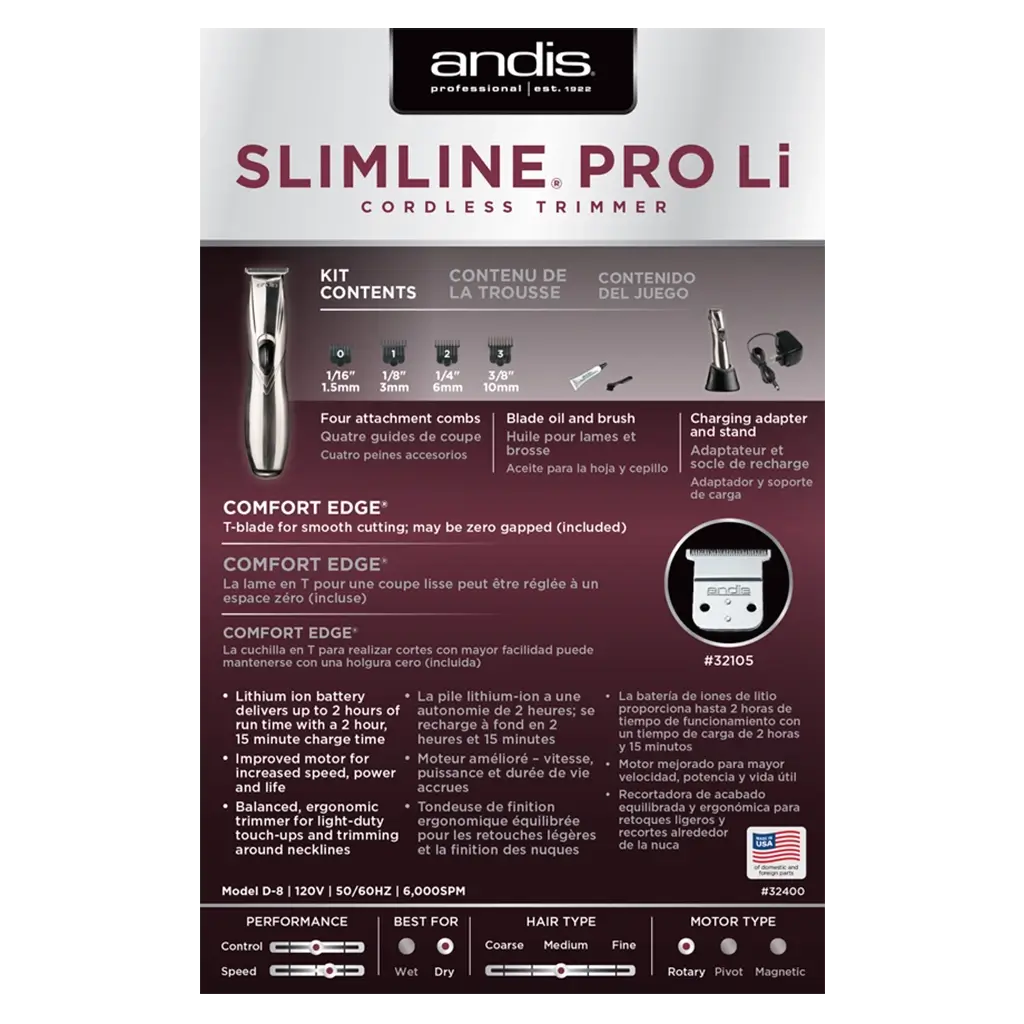 Andis Slimline Pro Li Trimmer Kit package