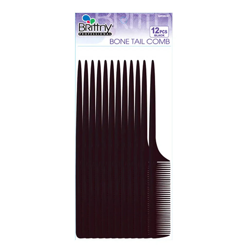 Brittny Bone Tail Comb - 12 Pack Black