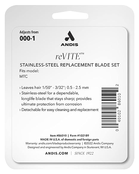 Andis reVite Replacement Taper Blade 86010 Packaging