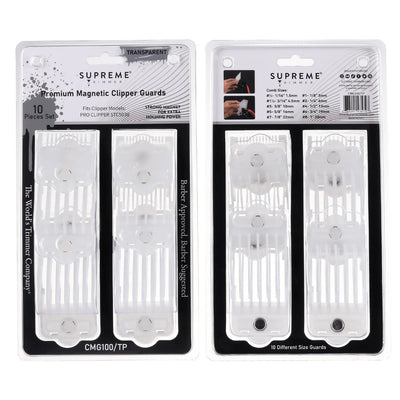 Supreme Trimmer Magnetic & Clip Premium Guards for Clippers - Transparent