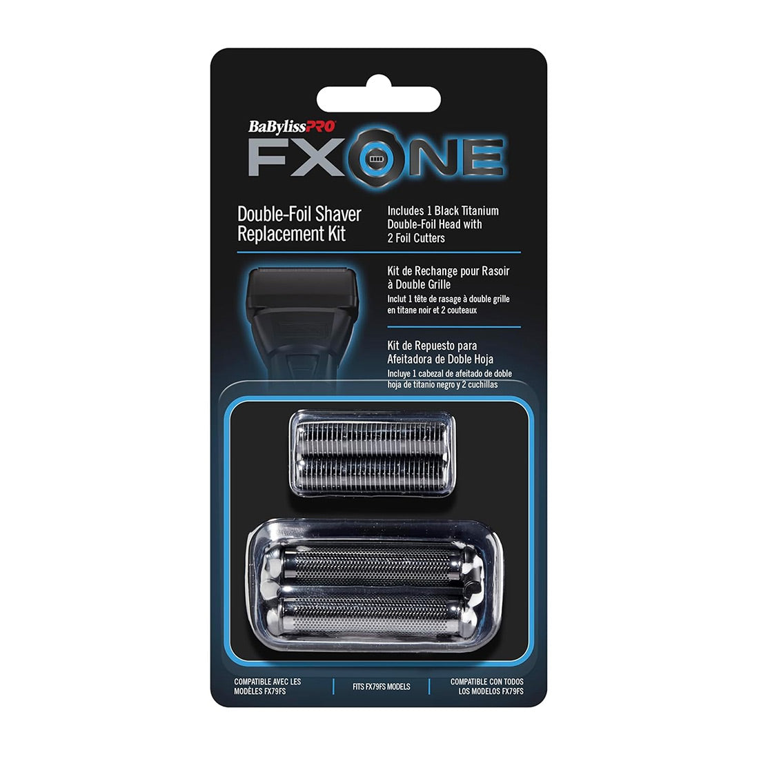 BaBylissPRO FXONE BlackFX Double Foil Shaver Replacement Head Black - FX79RF2MB in Packaging