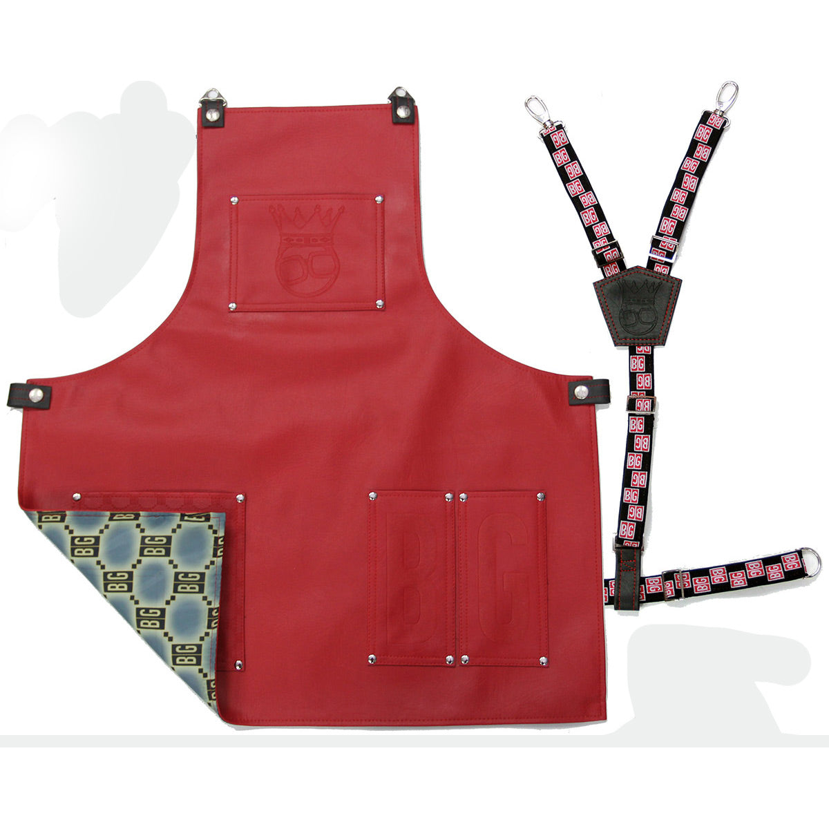 Red BarberGeeks Kings Leather Barber Aprons