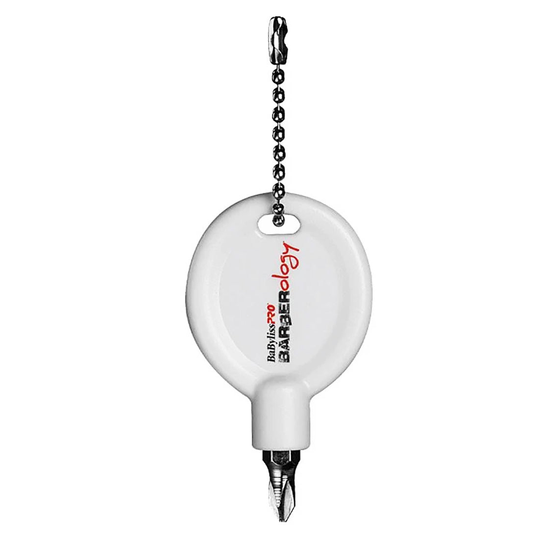 White BaBylissPro Barberology Screwdriver Keychain