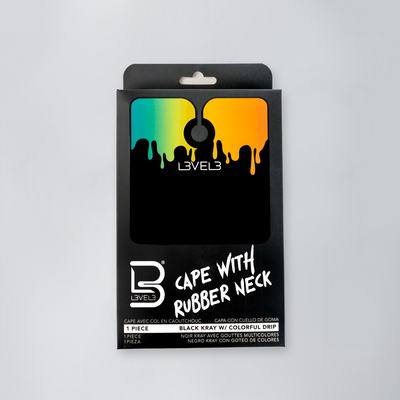 Level 3 Rubber Neck Cutting Cape Black Kray w/ Colorful Drip