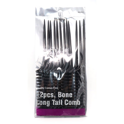 Brittny Bone Long Tail Comb 12 Pack