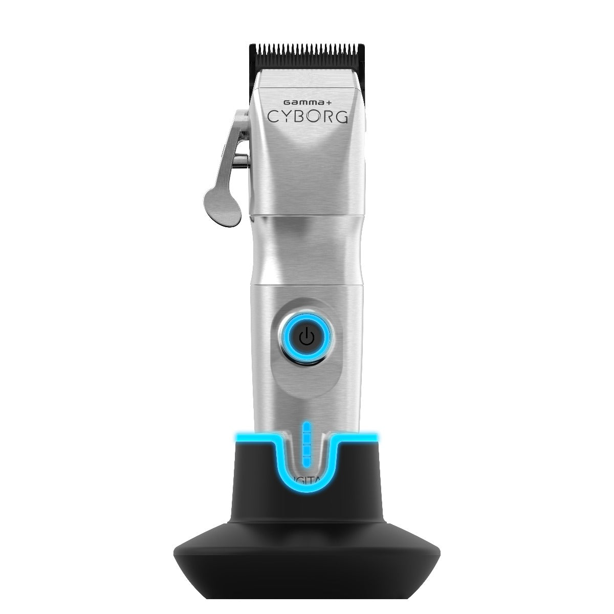 Gamma+ Cyborg Metal Wireless Hair Clipper on Charger