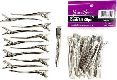 Soft N Style All Purpose Duck Bill Clips Steel - 12 Pack