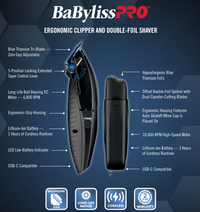 BabylissPro LithiumFX Clipper and Double Foil Shaver