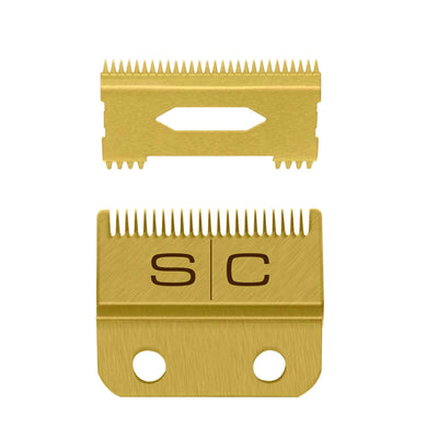 StyleCraft Fixed Gold Titanium Fade Hair Clipper Blade with Moving Gold Slim Deep Tooth Cutter