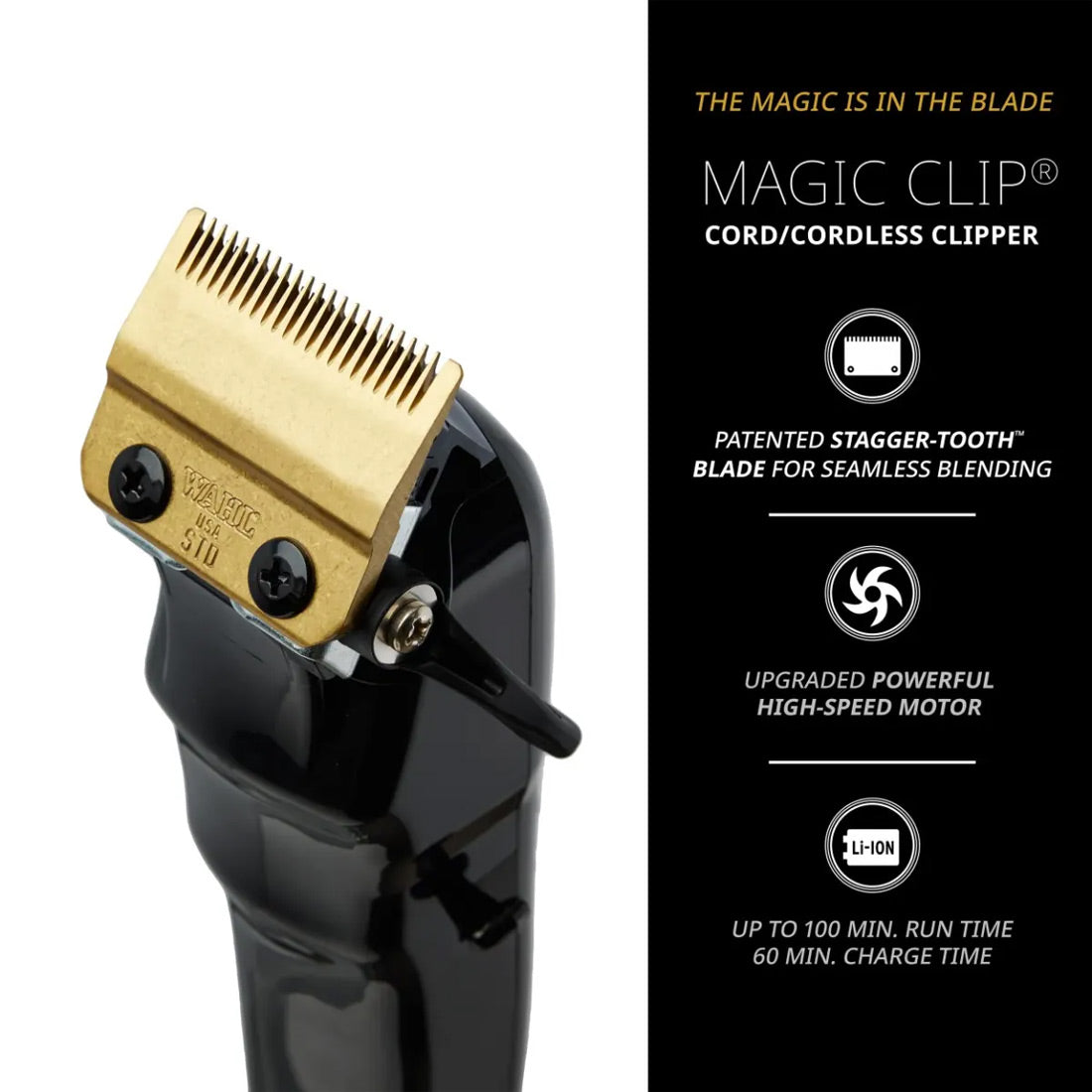 Wahl Professional 5 Star Black Cord or Cordless Magic Clip Hair Clipper