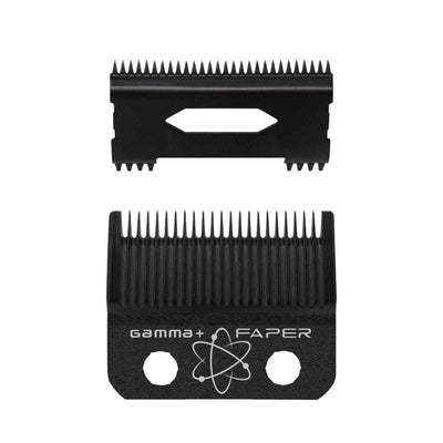 Gamma +Replacement Fixed Black Faper Clipper Blade With Black Moving Slim Deep Tooth Cutter Set #GP520B