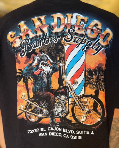 SD Barber Supply Wolf Tee in Black