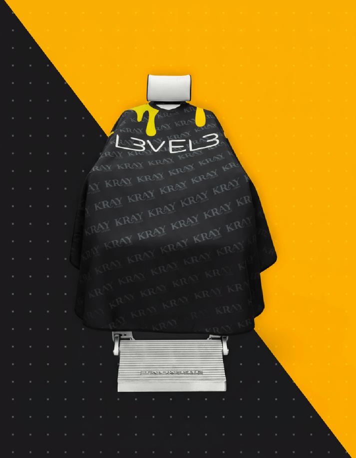 Level 3 Rubber Neck Cutting Cape Black Kray w/ Colorful Drip