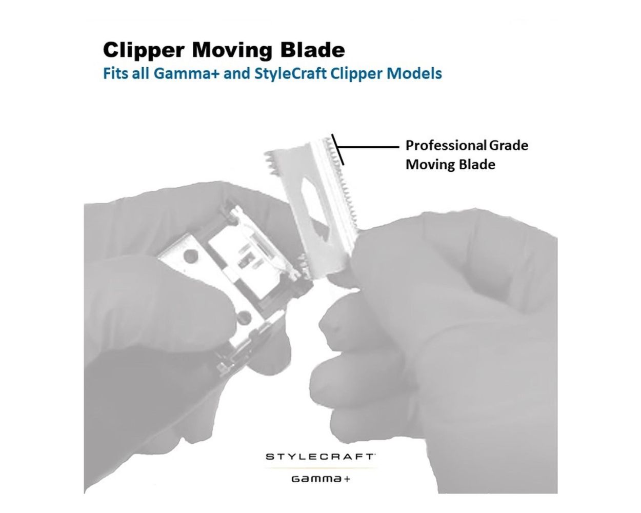 Gamma +Replacement Fixed Black Faper Clipper Blade With Black Moving Slim Deep Tooth Cutter Set #GP520B
