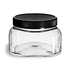 Clear PET Square Plastic Jar with Black Pump Lid - 8oz