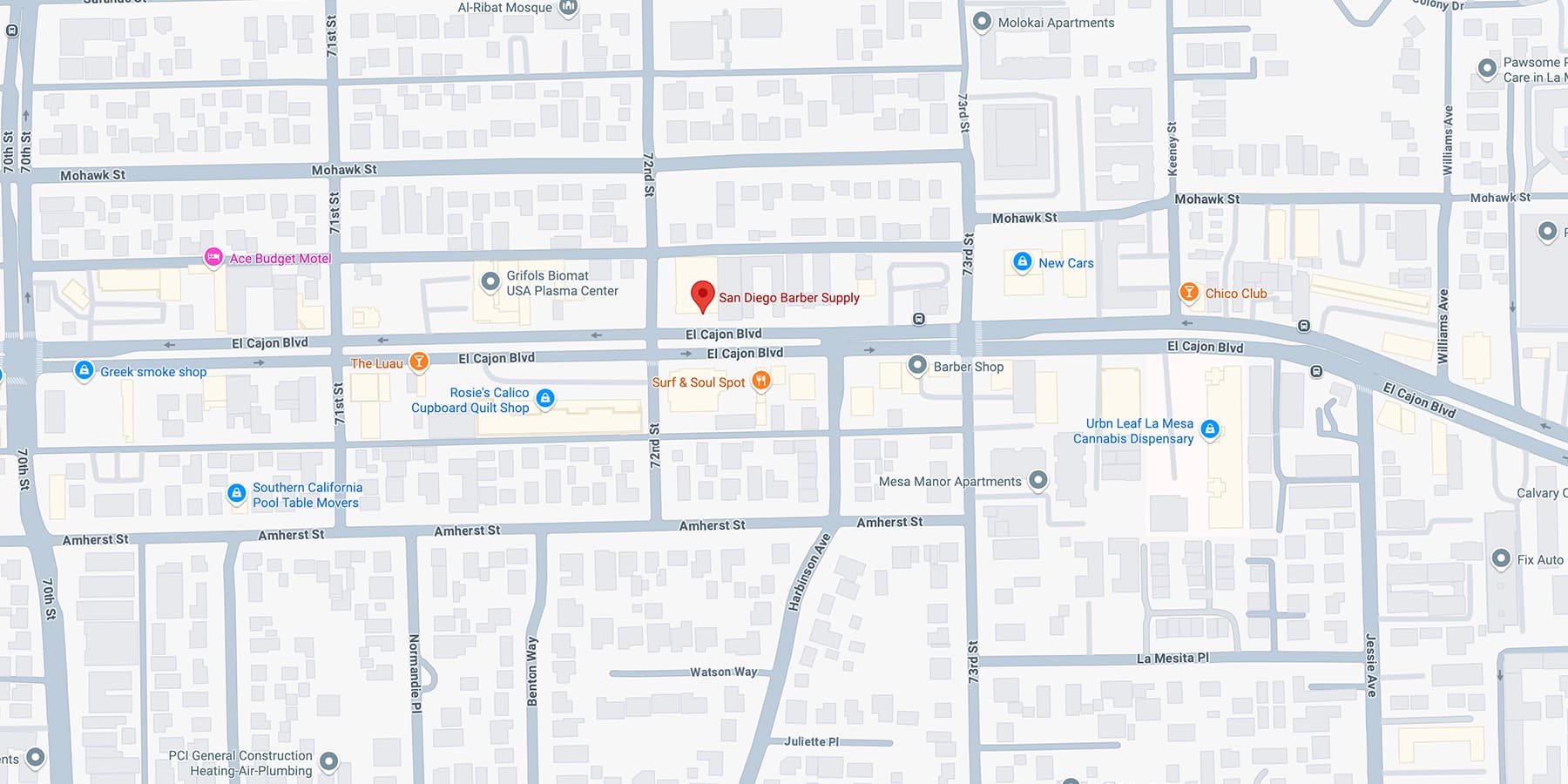San Diego Barber Supply Map