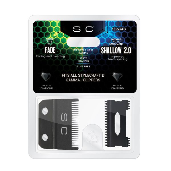StyleCraft Black DLC Fade Clipper Blade and Shallow Tooth 2.0 Cutter