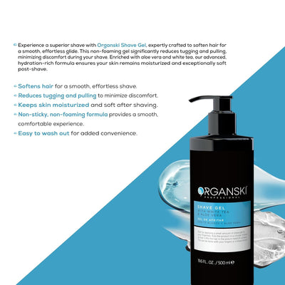 Organski Professional Clear Glide Shaving Gel with White tea & Aloe Vera