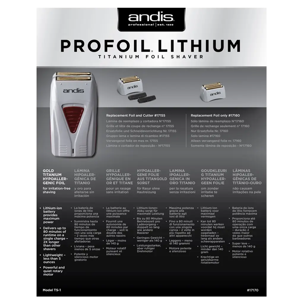 Andis ProFoil Lithium Titanium Foil Shaver Package