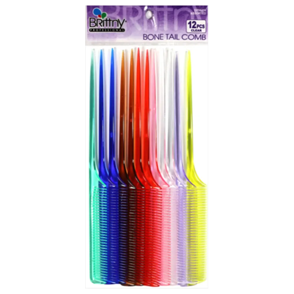 Brittny Bone Tail Comb - 12 Pack Assorted Colors