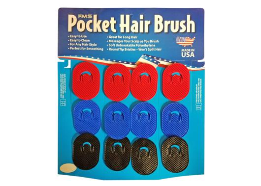 Pocket Hair Brush – 12 Count Bulk Pack, Compact Black Brushes By Genco